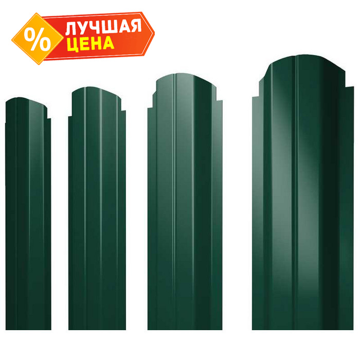 Штакетник П-образный А фигурный Grand Line 0,45 Drap RAL6005 Зеленый Мох